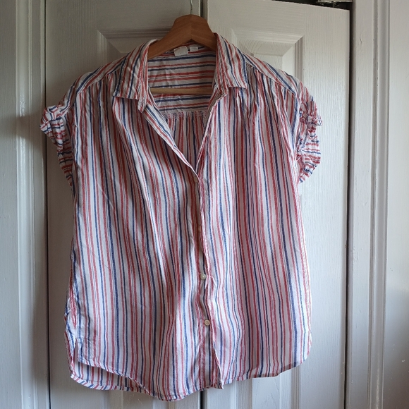 GAP Red, White, & Blue Drapey Shirt - Picture 1 of 2